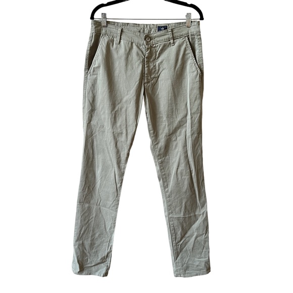 Ag Adriano Goldschmied Lux Khaki Tailored Trousers Mens Straight Leg Lt Green 31 - Picture 1 of 11